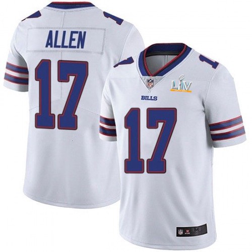 Men's Buffalo Bills #17 Josh Allen White 2021 Super Bowl LV Stitched Jersey